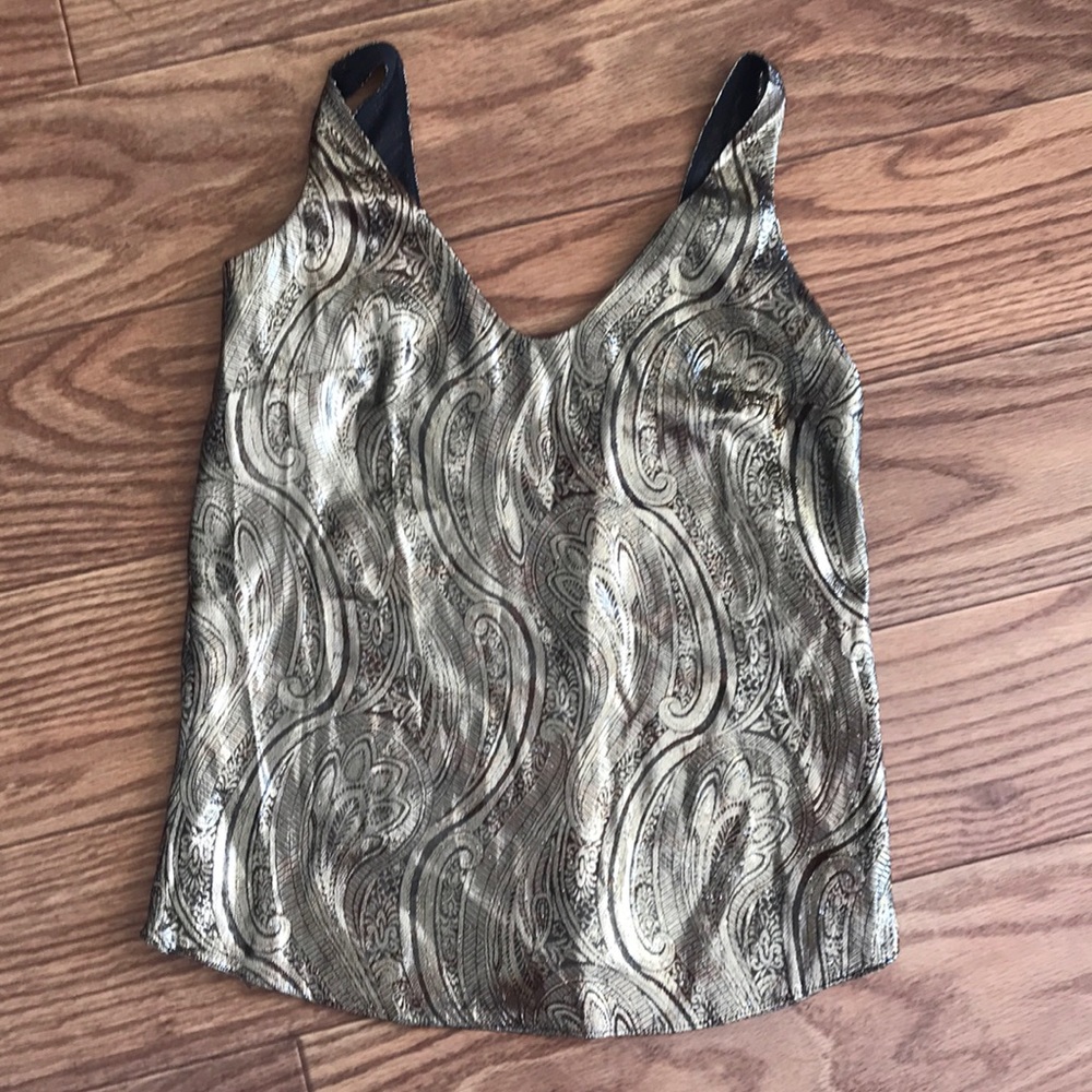 Jcrew lined shiny gold blouse lined 💯 polyester